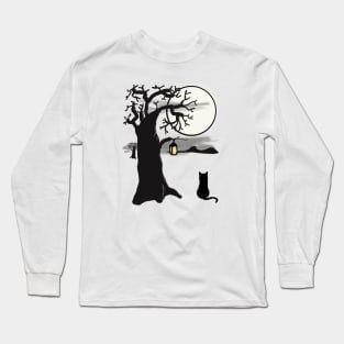 Cat and the moon Long Sleeve T-Shirt